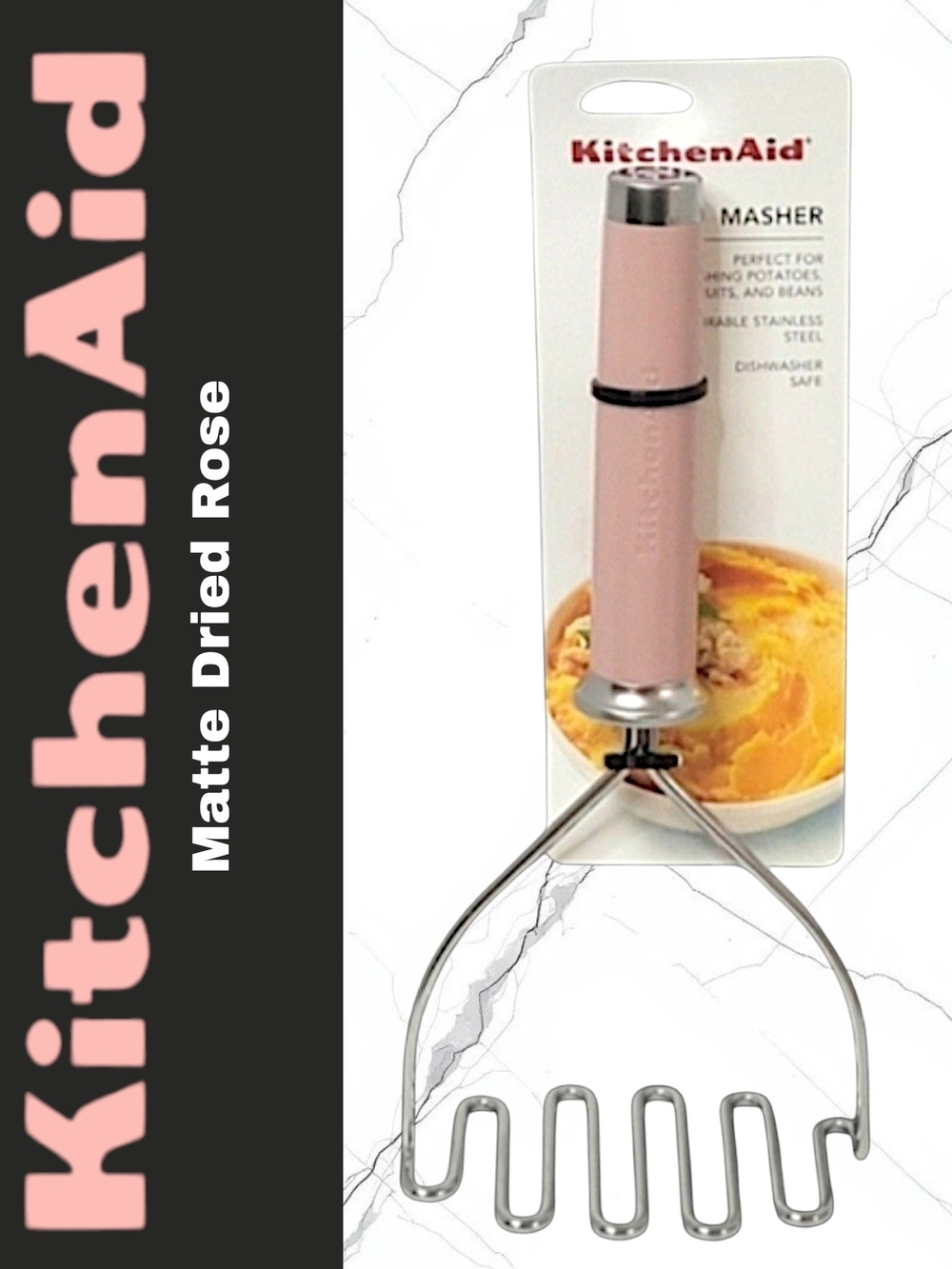 KitchenAid Matte Dried Rose Masher with Stainless Steel